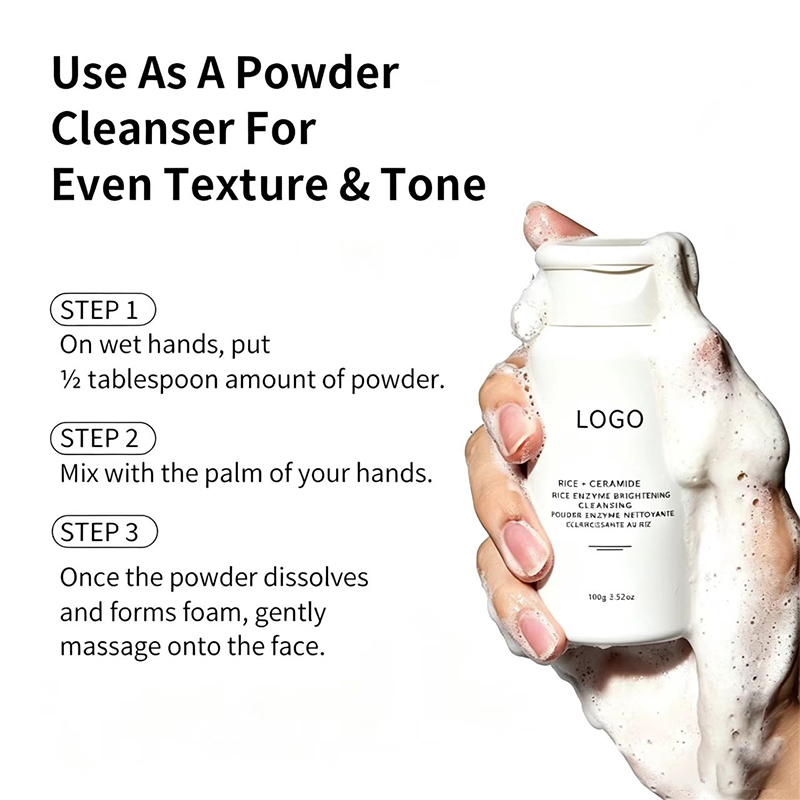 Private Label Organic Vegan Rice Bran Enzyme Cleansing Powder | Gentle Exfoliating Face Wash Powder | Waterless Brightening