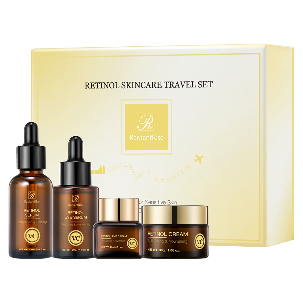 Private Label Custom OEM Astaxanthin Retinol Anti Wrinkle Firming Moisturizing 4 Pieces Skin Care Set for Women Beauty Wholesale