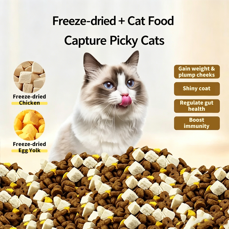 High Meat Nutritious Cat Food Eat Meat To Grow Muscle Freeze-Dried Dual Mix Weight Gain &amp; Round Face For Kitten &amp; Adult Cat