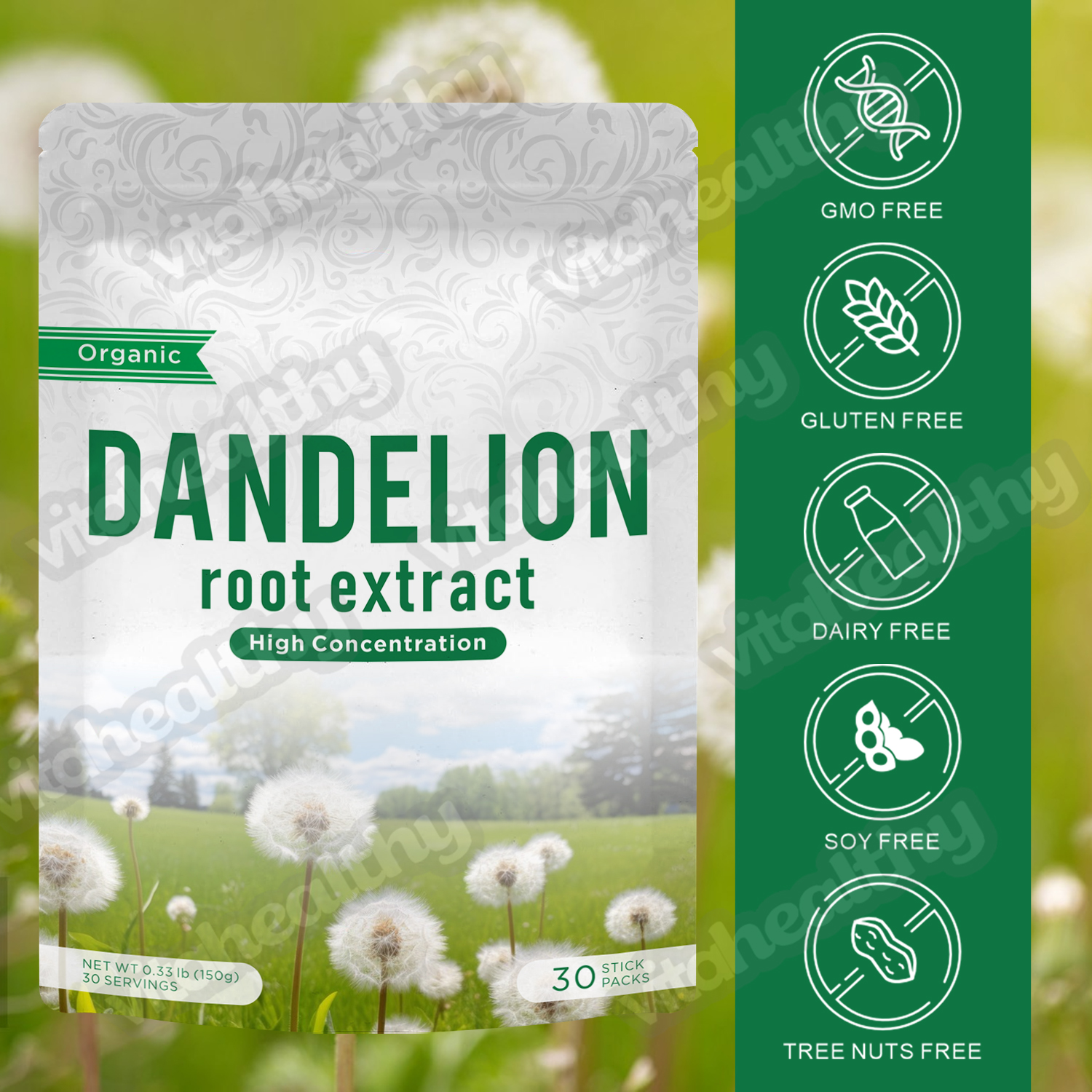 Vitahealthy OEM/ODM Private Label Dandelion Root Extract Powder Organic Dandelion Root Coffee Powder Support Liver &amp; Digestive