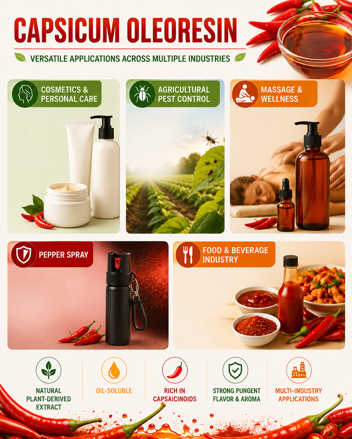 Natural Red Pepper Essential Oils Spicy Chili Oil Oleoresin Capsicum Oil for Cosmetic &amp; Pepper Spray Aceite De Chile