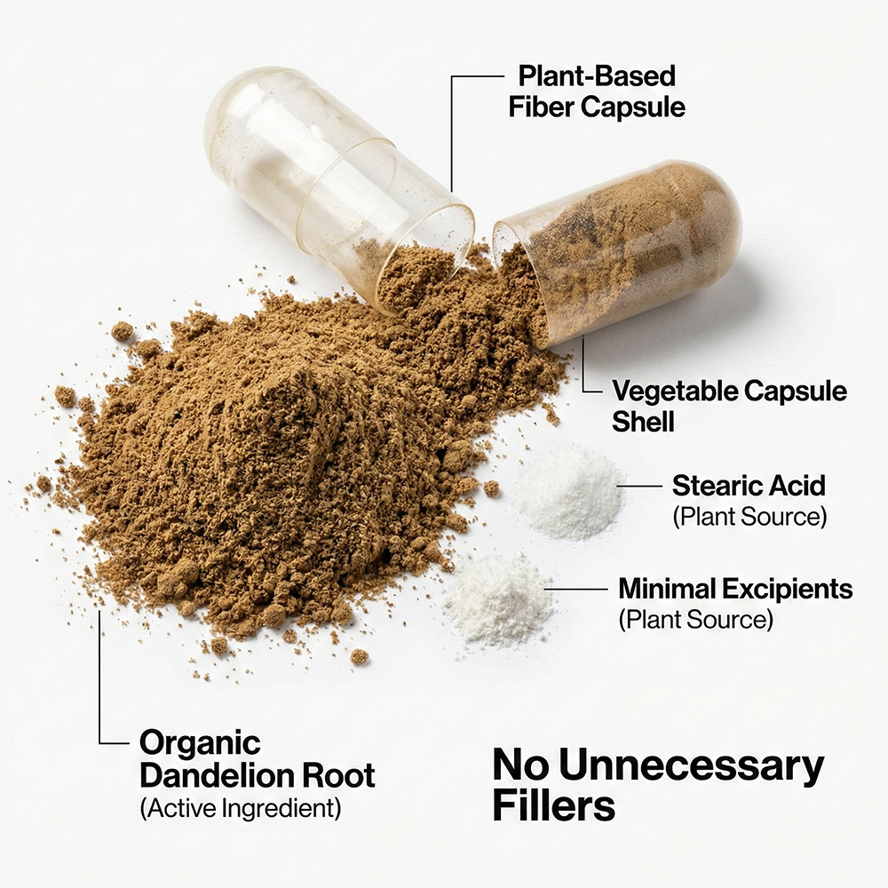 Dandelion Root Supplement, Whole Body Detox,Liver Detox,Plant-derived Excipient