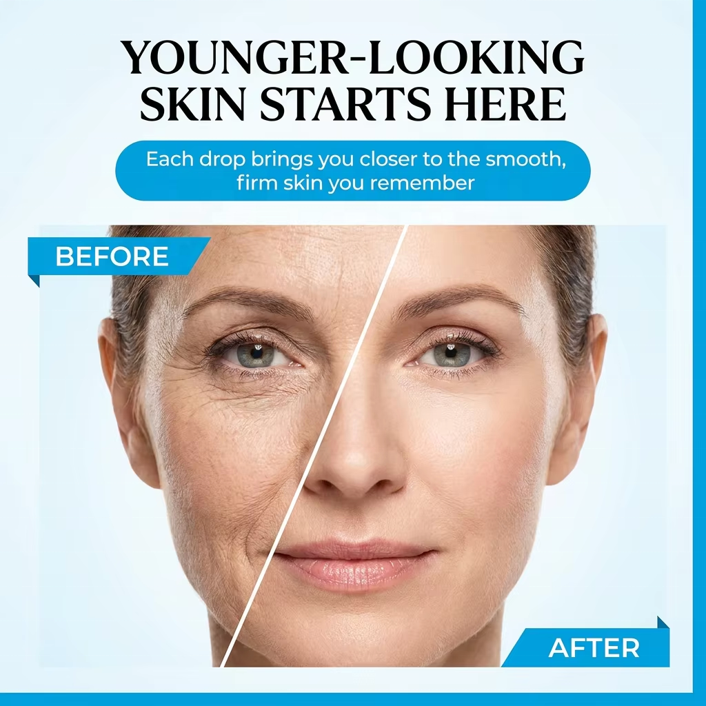 Private Label GHK-Cu Blue Copper Peptide Serum Hyaluronic Acid Facial Serum Anti Aging Wrinkle Repair With SNAP-8