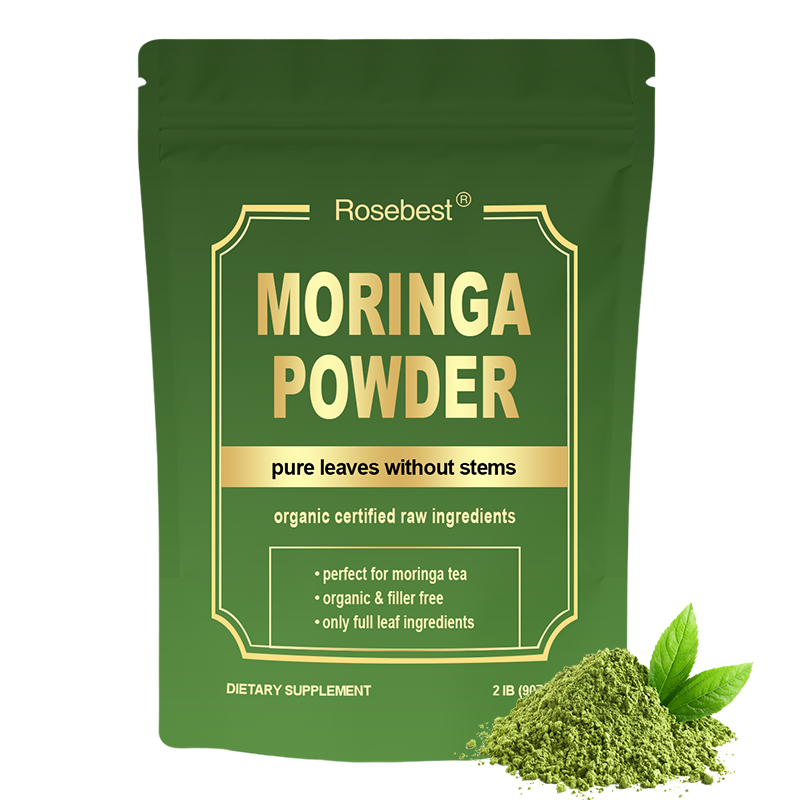 Rosebest China Supplier Wholesale Bulk OEM Private Label Flavoured Organic Pure Moringa Leaf Extract Powder Supplement in Bag