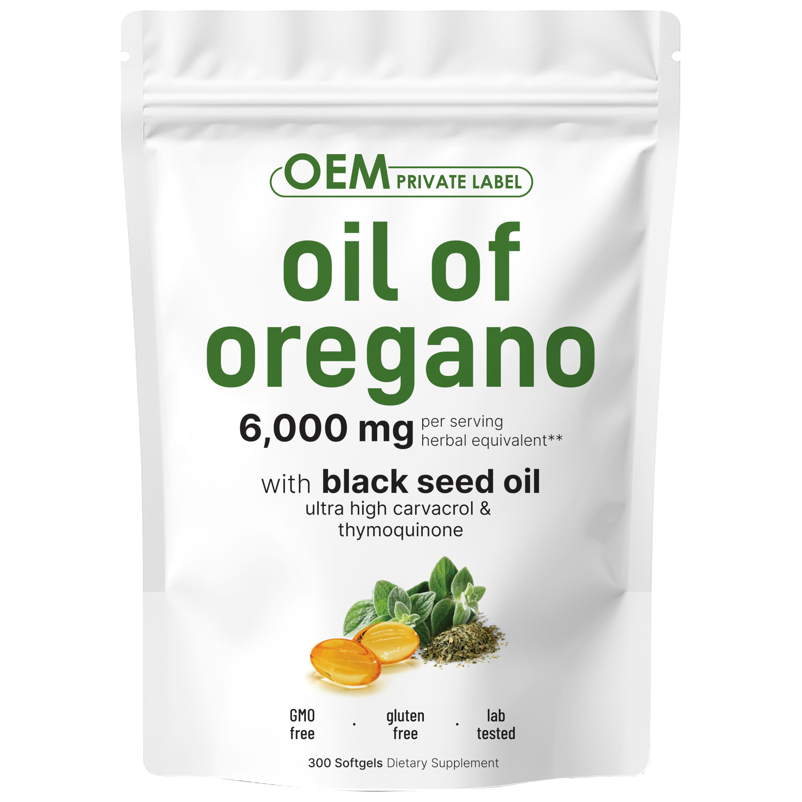 OEM Custom 2-in-1 Oil Of Oregano &amp; Black Seed Oil Capsules Herbal Supplement For Digestive Support And Antioxidant Benefits