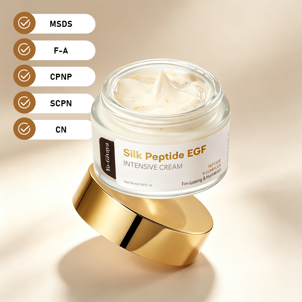 Silk Peptide EGF Intensive Cream OEM Private Label Firming Anti-Wrinkle Moisturizer with Peptide 9 Complex &amp; Hyaluronic Acid