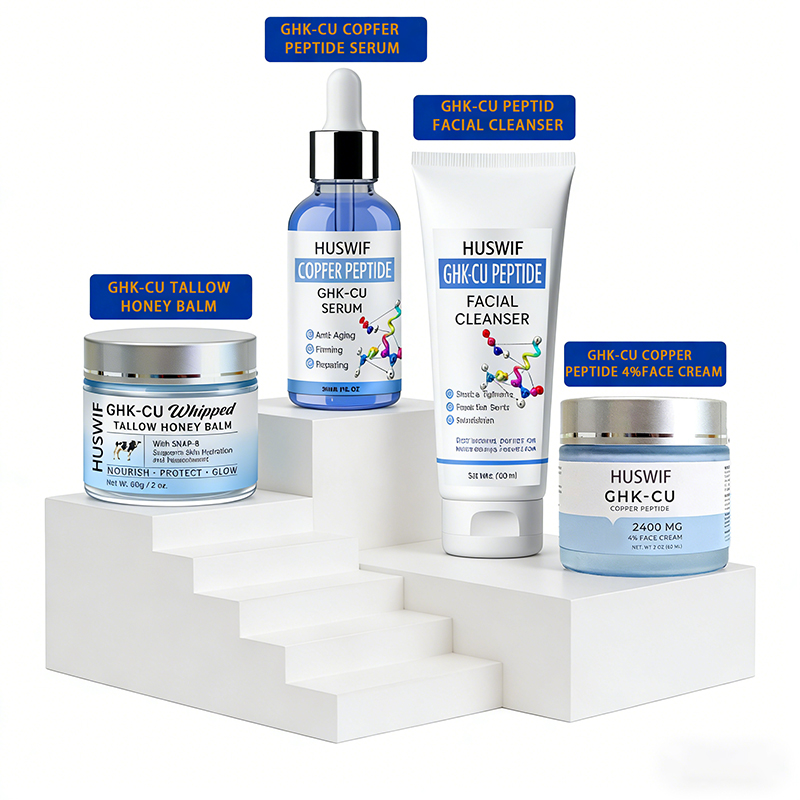 Customize Logo Anti-Aging Anti-Wrinkle GHK-Cu Serum Ghkcu Cream TALLOW HONEY BALM FACIAL CLEANSER Copper Peptide Skin Care Set