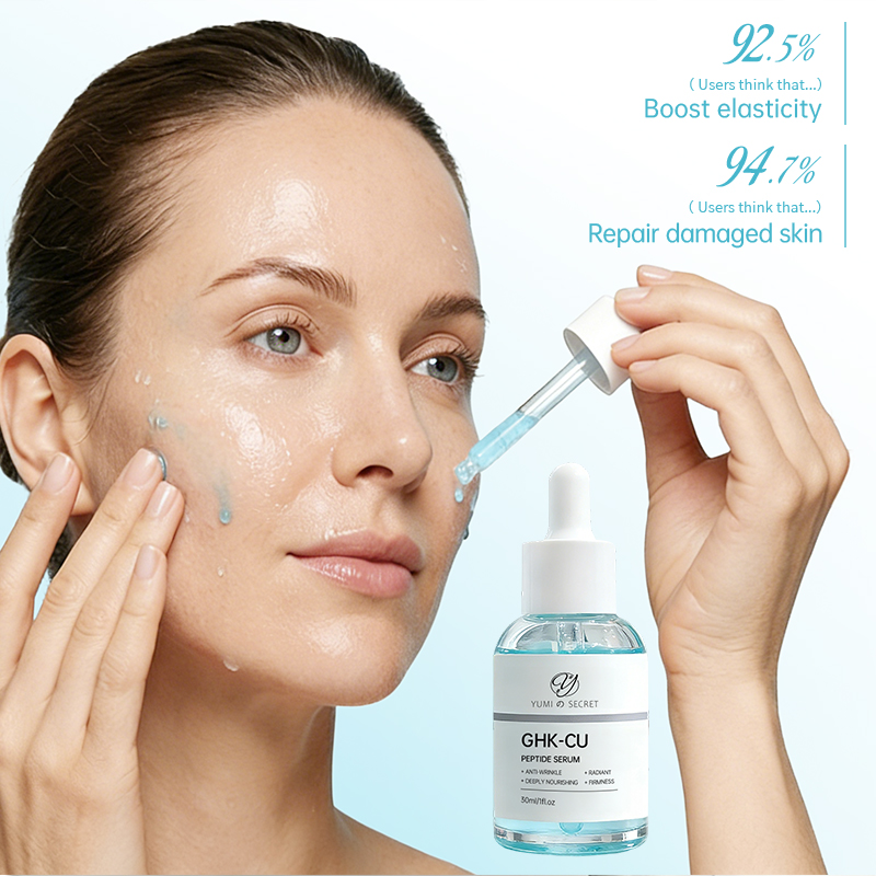 Custom Private Label Ghk-cu Copper Peptide Hyaluronic Acid Face Skin Care Serum for Anti-Aging Repair Black Dark Spots Wrinkles