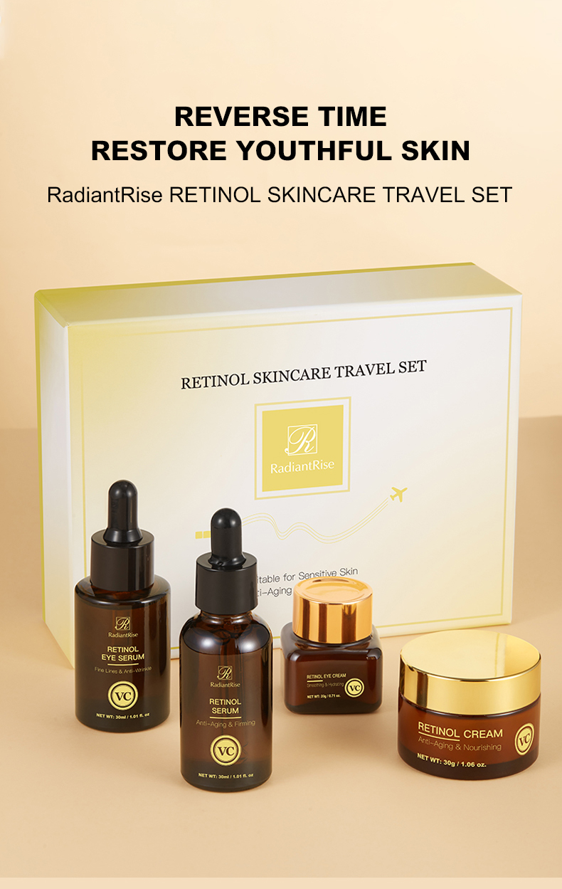 Private Label Custom OEM Astaxanthin Retinol Anti Wrinkle Firming Moisturizing 4 Pieces Skin Care Set for Women Beauty Wholesale