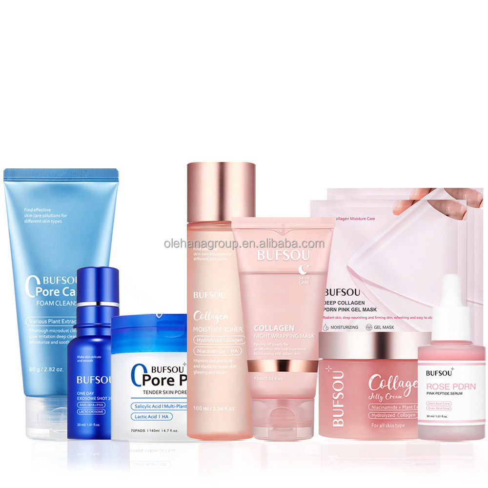 Private Label Korean Skin Care PDRN Cosmetics Natural Beauty Whitening Products Anti-Aging Face Serum Cream Skincare Set