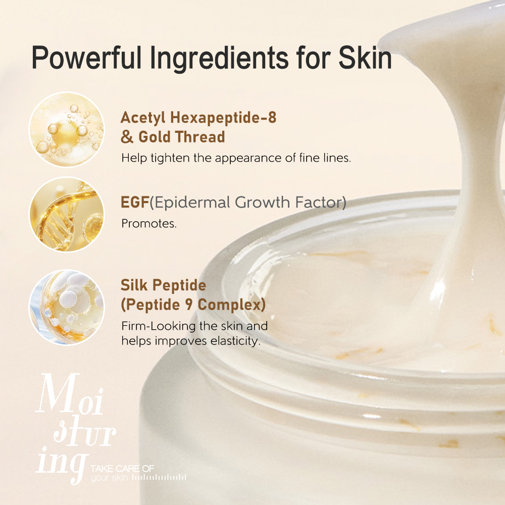 Silk Peptide EGF Intensive Cream OEM Private Label Firming Anti-Wrinkle Moisturizer with Peptide 9 Complex &amp; Hyaluronic Acid