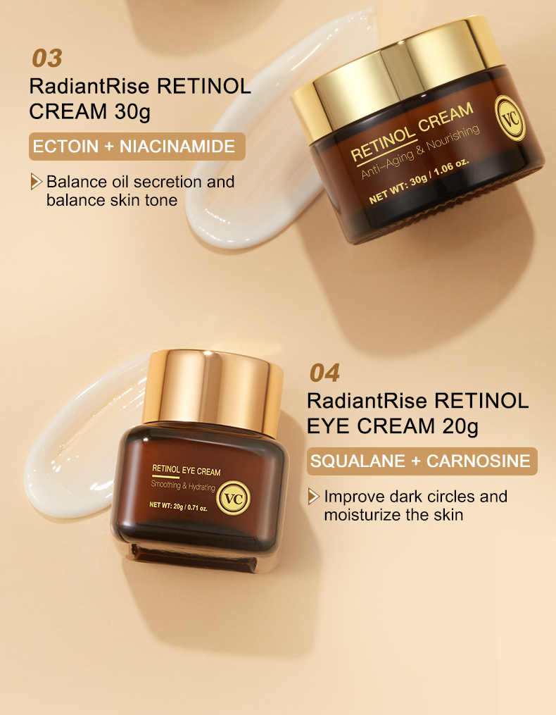 Private Label Custom OEM Astaxanthin Retinol Anti Wrinkle Firming Moisturizing 4 Pieces Skin Care Set for Women Beauty Wholesale