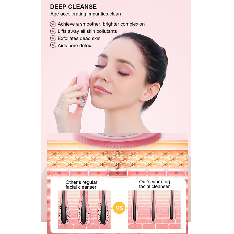3-in-1 Electric Facial Massager Cleaning Tool Soft Silicone Exfoliating Face Scrubber Cleansing Brush for Wrinkles and Lifting