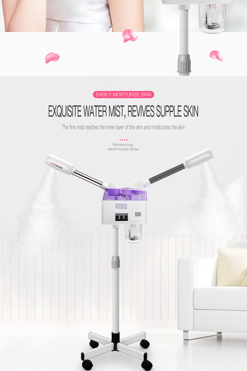 Face Steaming Device 2 in 1 Nano Ionic Hot Professional Spa Luxury Stand Ozone Steam Manual Facial Machine Steamer