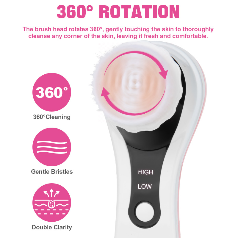 5-in-1 USB Rechargeable Electric Silicone Facial Cleansing Brush Pore Exfoliating Massage Face Washing Scrubber With Five Head
