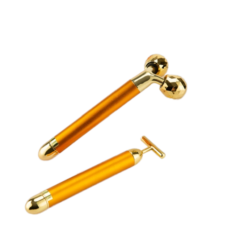 24K Gold T-Shaped Electric Beauty Stick V-Face Eye Massager For Skin Tightening And Slimming Facial Eye Lifting Tool