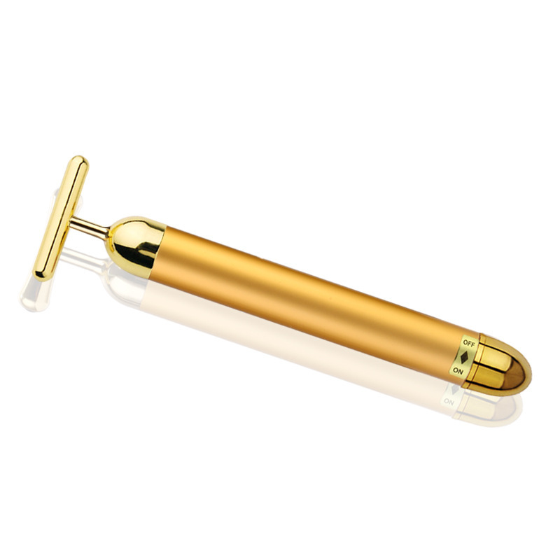 24K Gold T-Shaped Electric Beauty Stick V-Face Eye Massager For Skin Tightening And Slimming Facial Eye Lifting Tool
