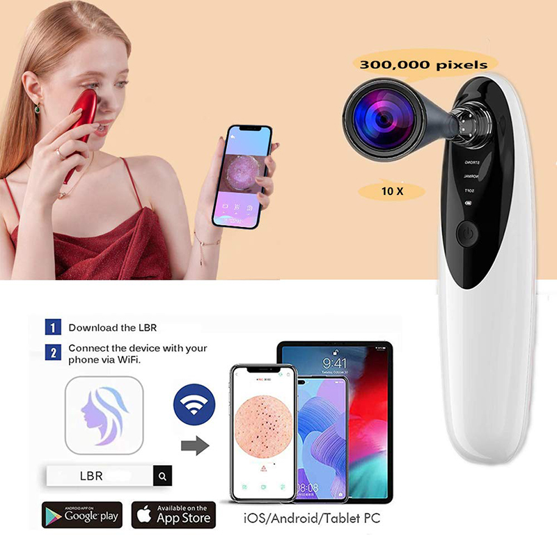 Rechargeable WIFI 300000 HD Camera Plastic Hand Held Electric Blackhead Remover Pore Cleaner Vacuum Skin Care Tool Acne
