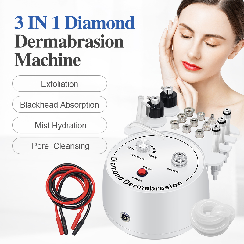 Diamond Microdermabrasion Machine Blackhead Remover and Skin Rejuvenation Facial Cleansing with Vacuum Tips Black
