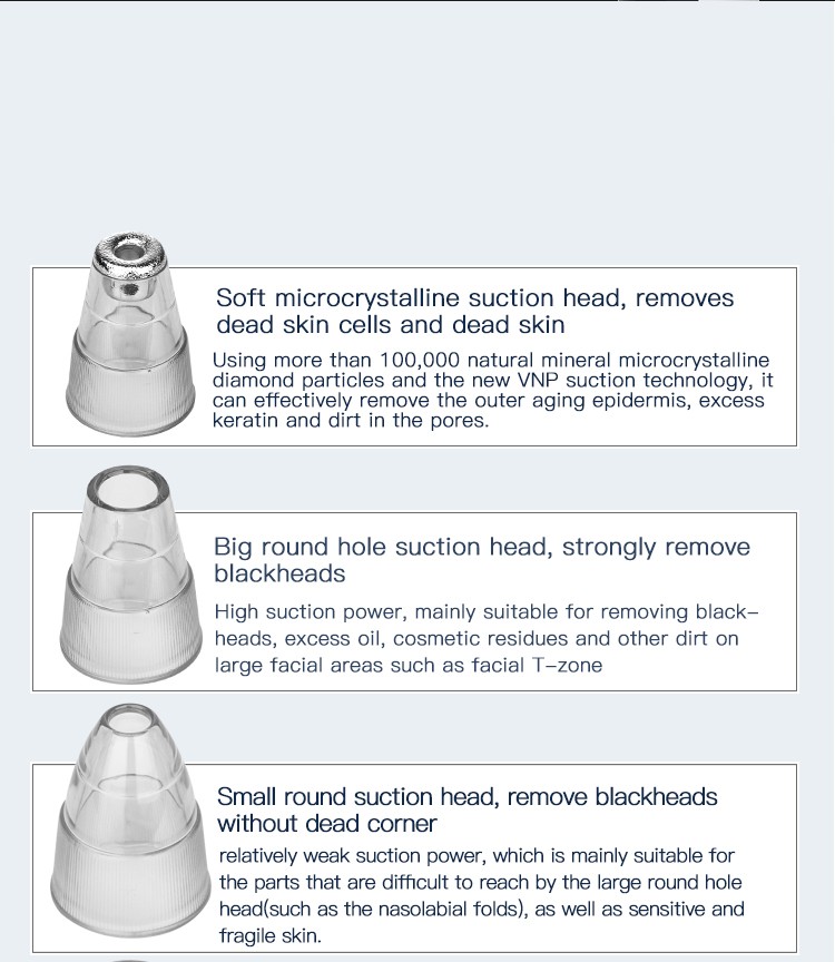 Facial Blackhead Removal Tool Vacuum Device for Acne Treatment Nose Head Application