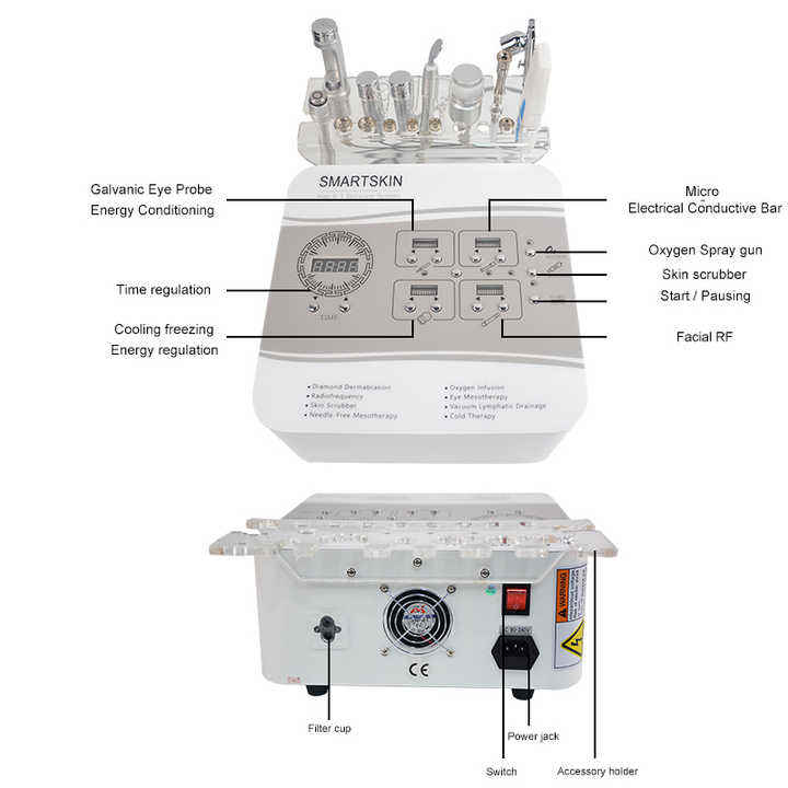 Portable 8 in 1 Skin Peeling Machine Diamond Microdermabrasion Vacuum Spray &amp; Galvanic Facial Care Device Skin Aanlyzer