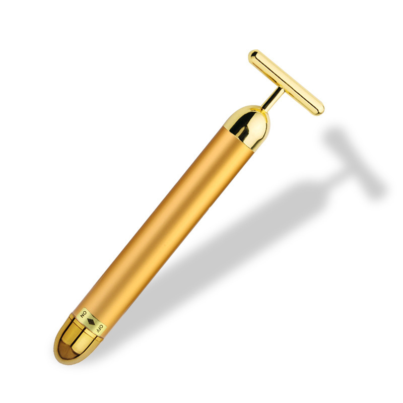 24K Gold T-Shaped Electric Beauty Stick V-Face Eye Massager For Skin Tightening And Slimming Facial Eye Lifting Tool