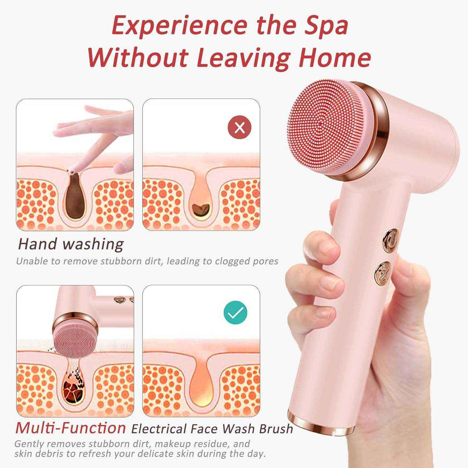 Deep Cleansing Silicone Vibration Facial Brush Pore Cleaner Electric Face Scrubber Exfoliating Sonic Vibration Massage Home Use