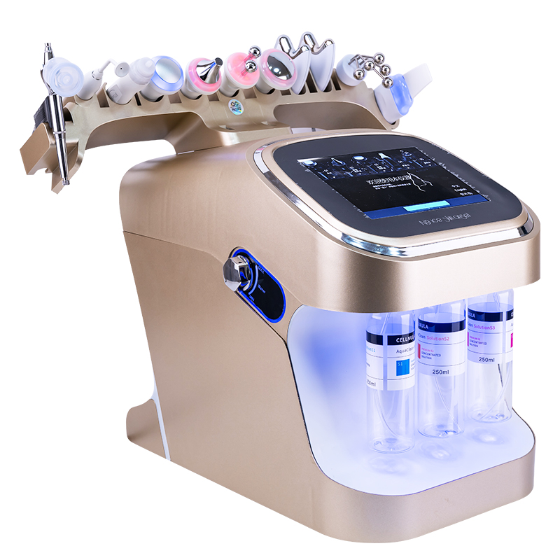 Gold Hydra Bubble Skin Beauty Machine 11 1 Facial Body Care Nano Oxygen Jet Peel Firming Dermabrasion Salon Use JP Compatible