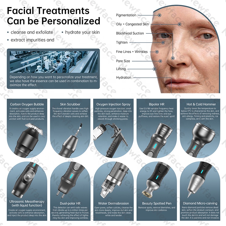 NewFace 2025 Hot Sale Facial Beauty Machine Meso Therapy Diamond Microdermabrasion Facial Spa 10 in 1 Hydra Dermabrasion Machine