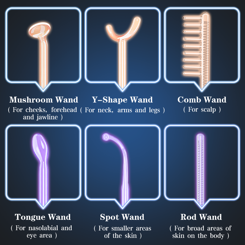 Hot Sale 6 In 1 Portable Nuderma Clinical High-frequency Skin Therapy Wand Argon Hands Neck Face Massager, Face Sculpting Tool