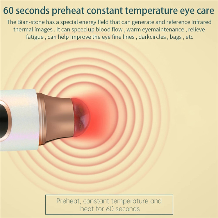 Electric Eye Care Pen Device Anti Age Eye Wrinkle Dark Circle Remover Hot Natural Bian Stone Warm Heat Eye Beauty Massage