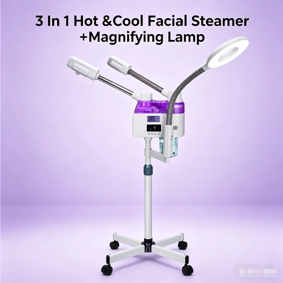 Double Tube Ionic Skin Humidifier Face Moisturizing Nano Hydration Hot Cold Mist Sprayer Ozone Facial Steamer Machine