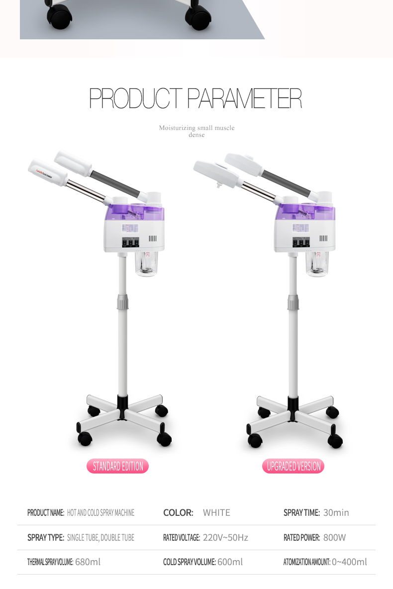 Face Steaming Device 2 in 1 Nano Ionic Hot Professional Spa Luxury Stand Ozone Steam Manual Facial Machine Steamer