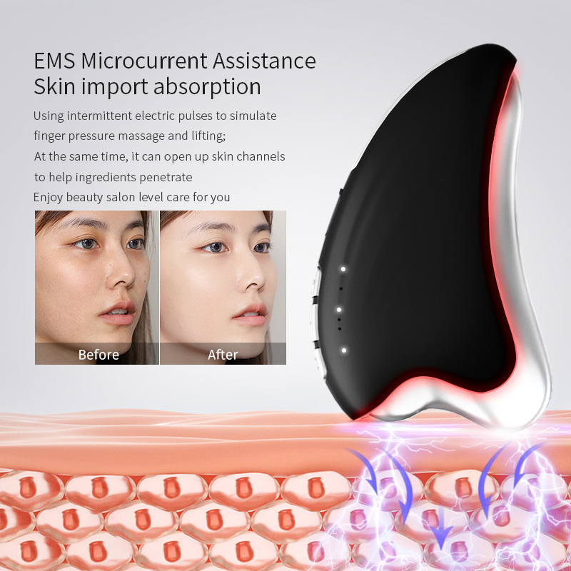 Skin Care 3 Color Face Neck Lifting Hot Cold Beauty Device Galvanic High Frequency Gua Sha Facial Massager