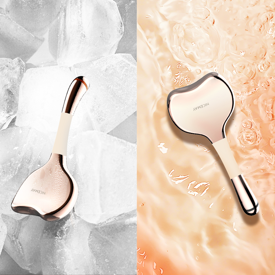 3 In 1 Cooling Facial Roller Massager Microcurrent Cryo Sticks Stainless Steel Gua Sha Face Massager Ice Globes