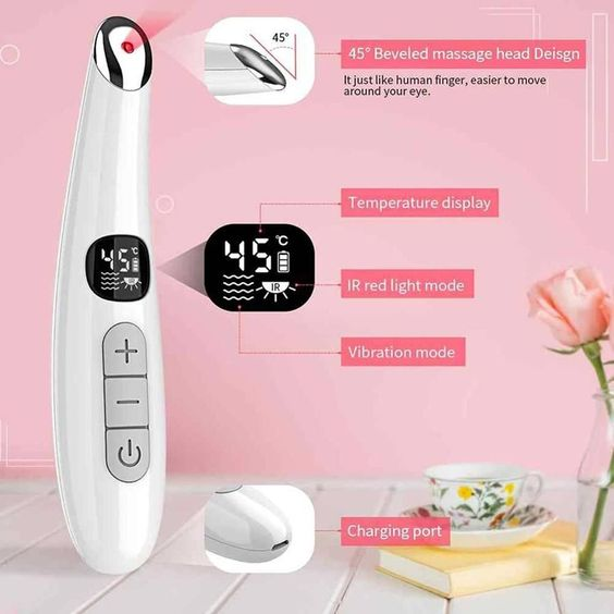 Hot Compress Eye Bags Removal Massager Rechargeable Anti-aging Eye Massager Eye Beauty Pen Skincare Massage Wand