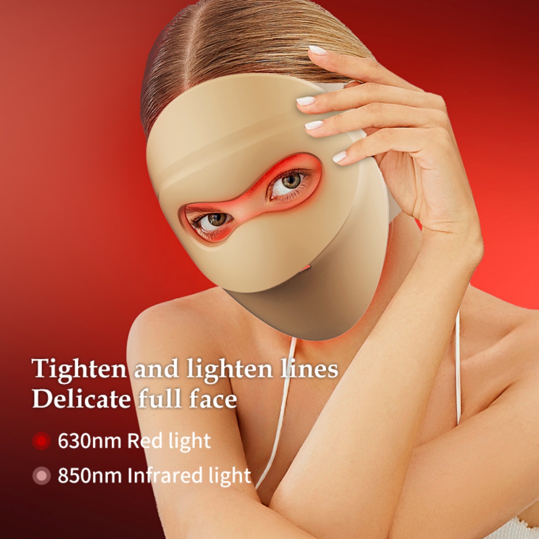 New 3D Silicone Full Face LED Red Light Facial Mask Photon Rejuvenation Instrument Face Anti Aging Face &amp; Neck Massager