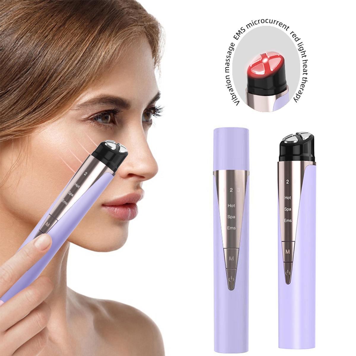 Cross-Border New Product Heated Eye Beauty Instrument Vibration Eye Massage Pen for Dark Circles &amp; Wrinkles Removal