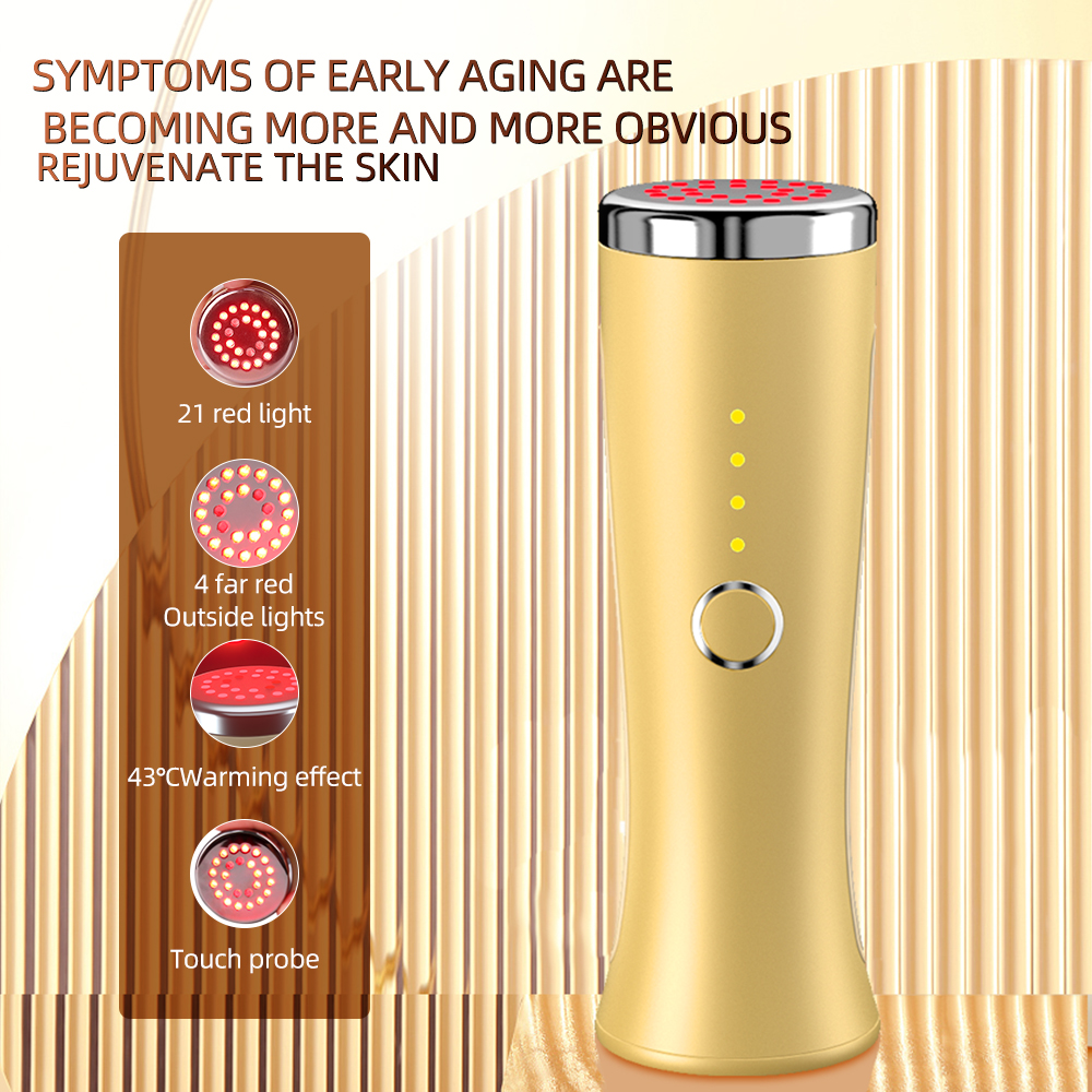 Anti Aging Wrinkle Removal Skincare Wand Toning Facial Lifting Massager Tool Reduce Red Light Photon Light Therapy Device