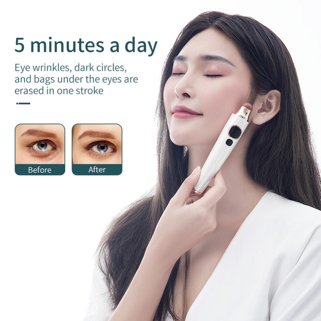Mini Electric Eye Massage Pen Anti-wrinkle Eye Massage Stick Rechargeable Bian-Stone Dark Circles Removal Eye Massager