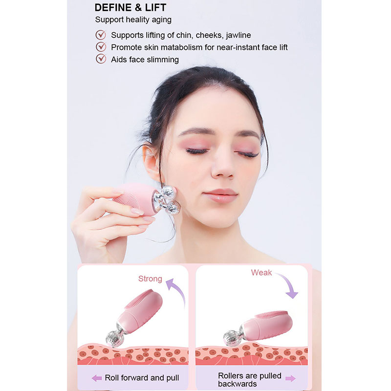 3-in-1 Electric Facial Massager Cleaning Tool Soft Silicone Exfoliating Face Scrubber Cleansing Brush for Wrinkles and Lifting
