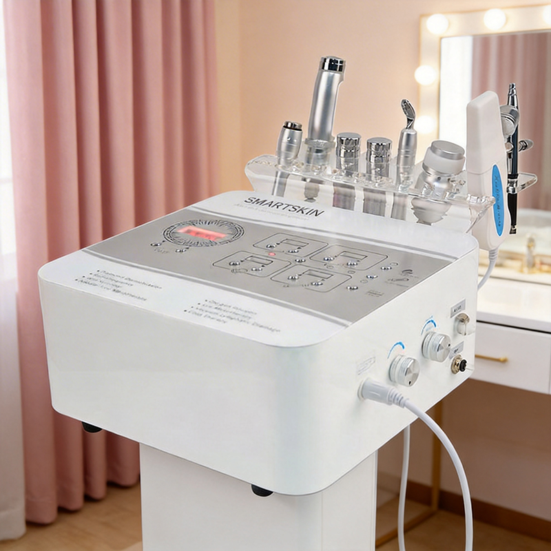 Portable 8 in 1 Skin Peeling Machine Diamond Microdermabrasion Vacuum Spray &amp; Galvanic Facial Care Device Skin Aanlyzer