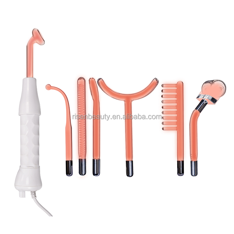 Handheld Skin and Hair Care High Frequency Facial Machine 7pcs Heads Acne Removal and Skin Lifting High Frequency Facial Wand