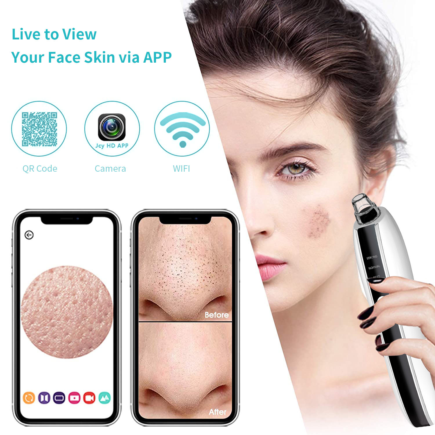 Face Beauty Visible HD Comedone Acne Extractor Electric Painless Facial Nose Skin Pore Cleaner Remover Blackhead Vacuum Suction
