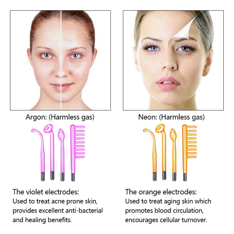 Darsonvals High Frequency Facial Machine Portable Comb Therapy Wand Face Care Acne Treatment Beauty Equipm