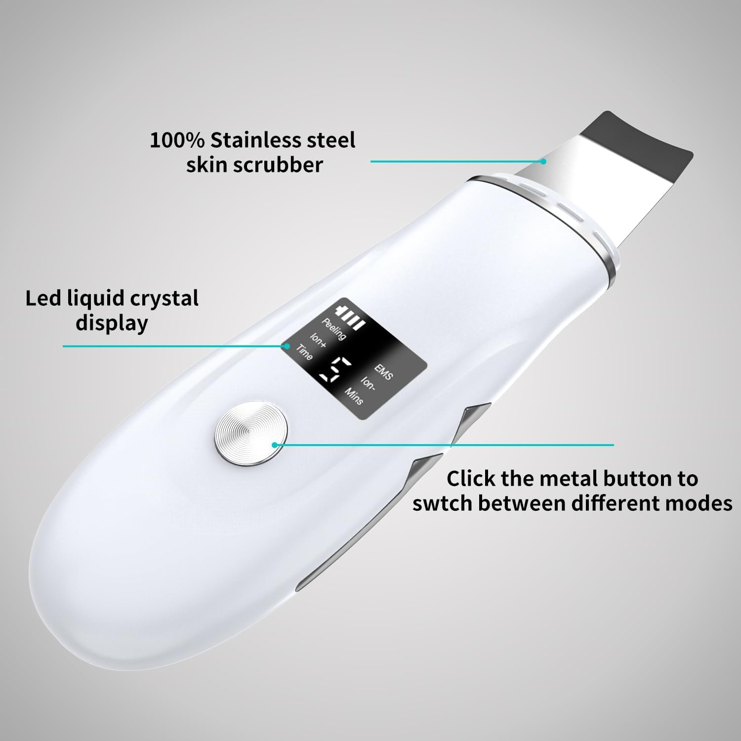 Hot Sale Face Scrubber Facial Peeling Skin Scrubber Deep Facial Cleaning Spatula Acne Pore Ultrasonic Scrubber Facial Cleanser