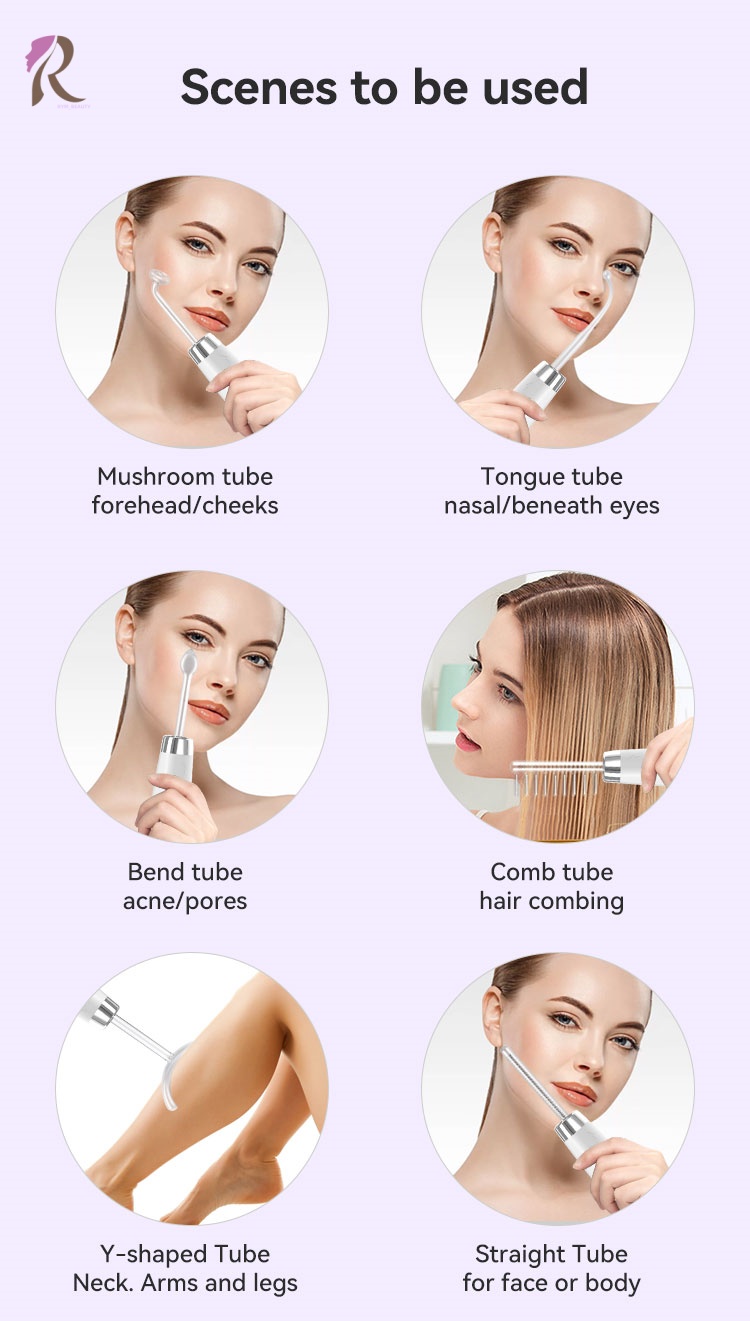 High Frequency Wand 6 in 1 Handheld Facial Machine with LCD Screen for Acne Removal Skin Tightening and Hair Loss Treatment
