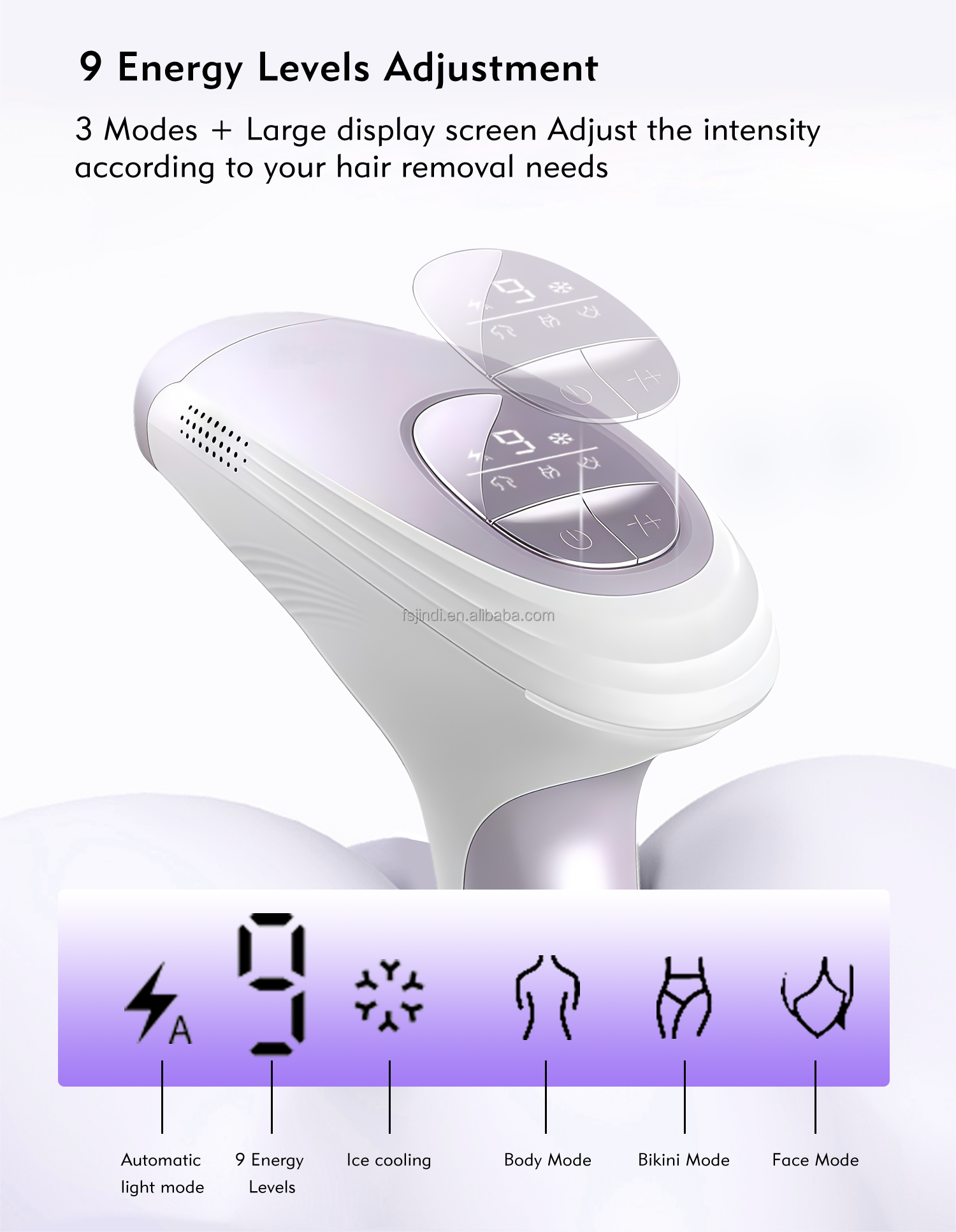Handheld Gun Sapphire Ice Cooling IPL Laser Hair Removal Device Permanent Epilator For Body Face Bikini Area And Underarms