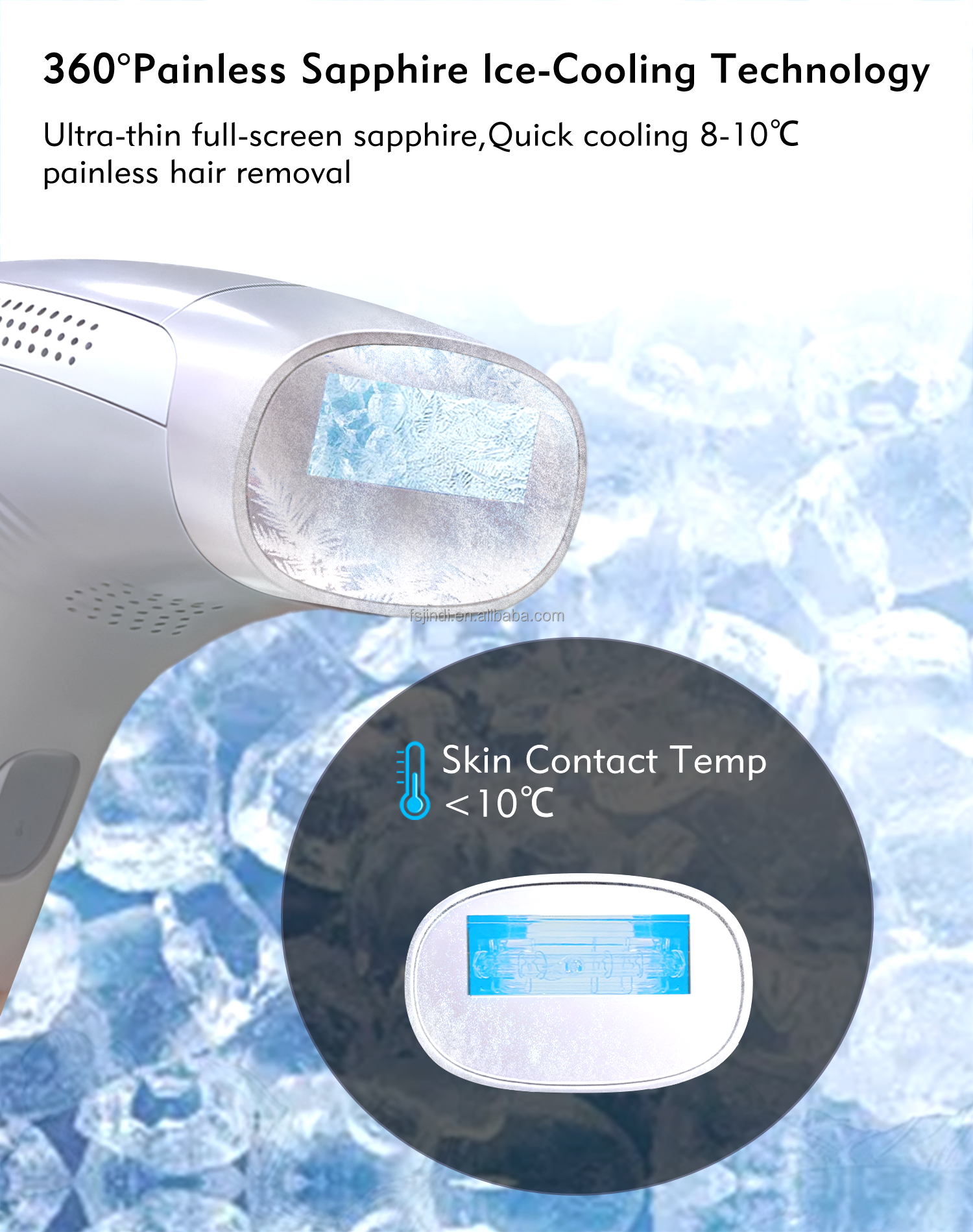 Handheld Gun Sapphire Ice Cooling IPL Laser Hair Removal Device Permanent Epilator For Body Face Bikini Area And Underarms