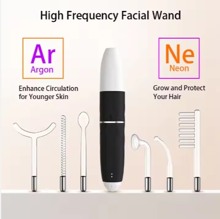 Wholesale Portable Hand Held Electric Acne Treatment Skin Care Facial Wand High Frequency Waterproof ABS Electrode Tubes IT Plug
